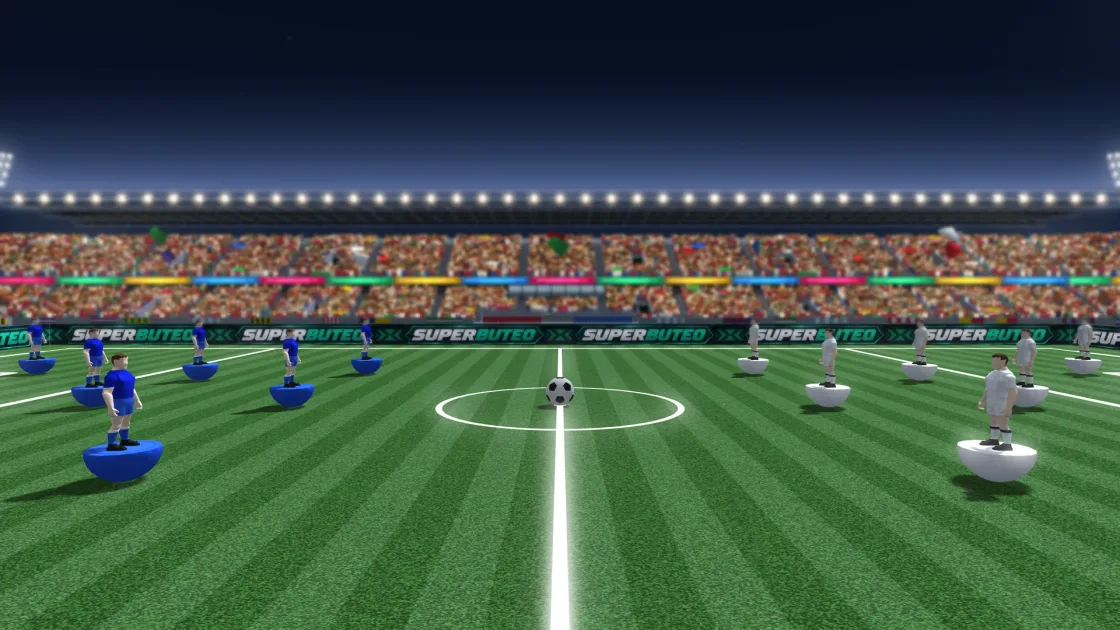 Superbuteo: estadio con las chapas de los dos equipos